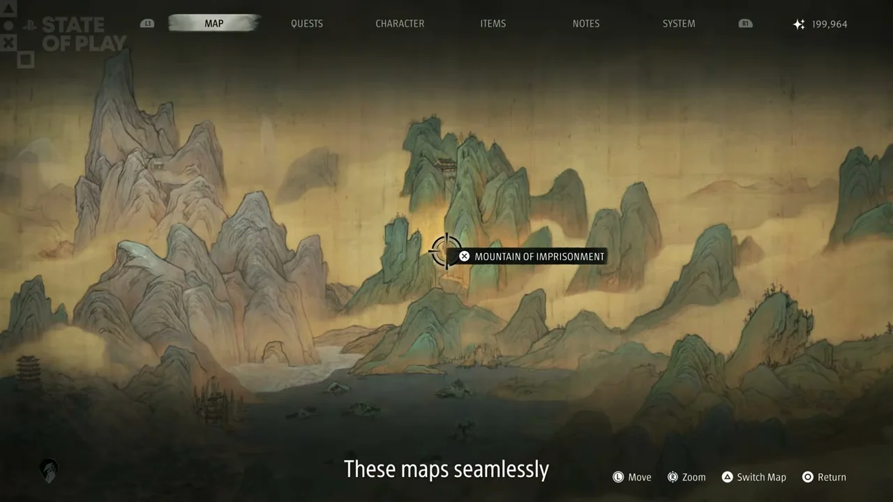 The ink-painted world map of Phantom Blade Zero